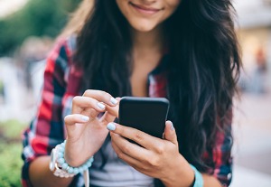 Looking at mobile phone