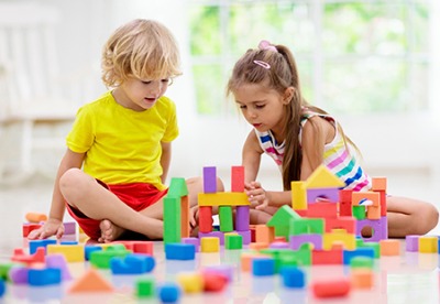 Kids playing with blocks
